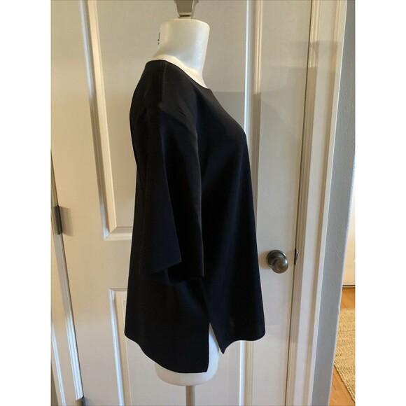 Misook Black Classic Knit 3X Short Sleeves Long Side Slits Pullover Top - Picture 5 of 11